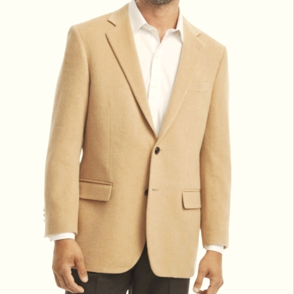 Jos A Bank 100% Camel Hair Blazer Jacket Soort Coat 40 Long - Picture 2 of 12